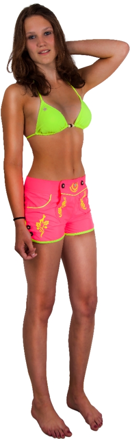 Damen-Hotpants, pink-gelb