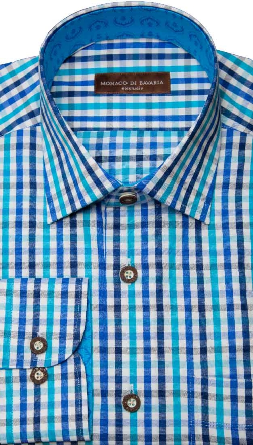 Trachten Shirt blue Slim fit