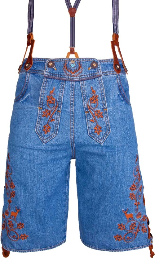 Men Bavarian Denim Shorts with suspenders