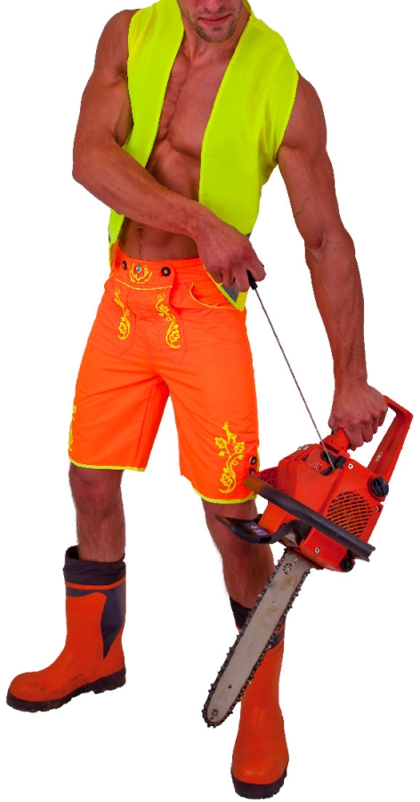 BRANDNEW: Bavarian trunks and leisure pants, neonorange