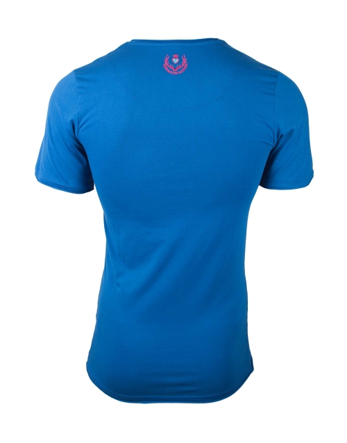 Herren T-Shirt, Filz Logo blau-pink
