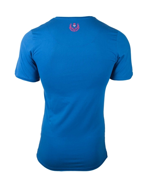 Herren T-Shirt, Filz Logo blau-pink XL