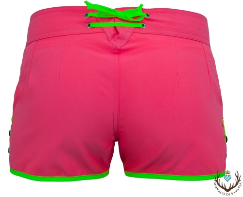 Ladies hotpants, pink/yellow XS