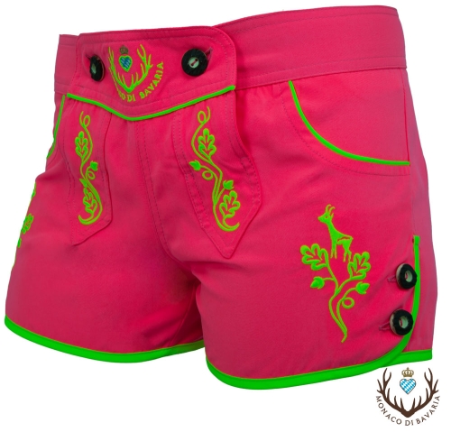 Ladies hotpants, pink/yellow XS