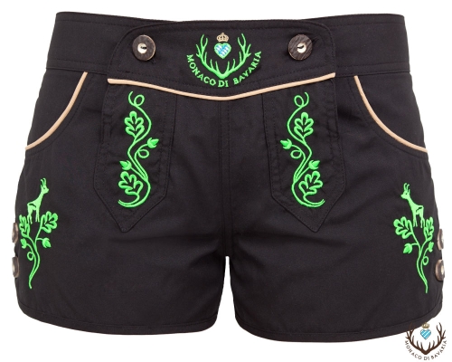 Damen-Hotpants, schwarz-grün, L