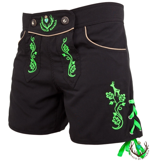 Ladies Bavarian Leisure Shorts, black/green XS