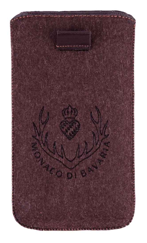 Smartphone Etui Filz braun mit Monaco di Bavaria Emblem