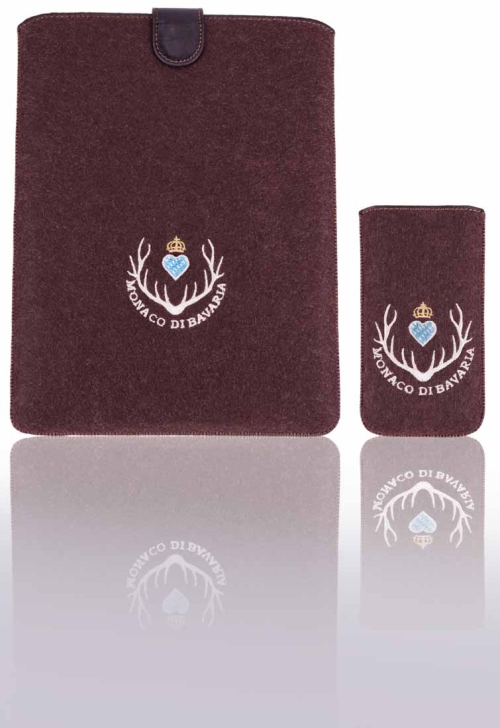 Tablet Etui Filz braun mit Monaco di Bavaria Emblem