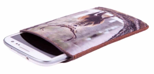 Smartphone Case brown felt with deer design