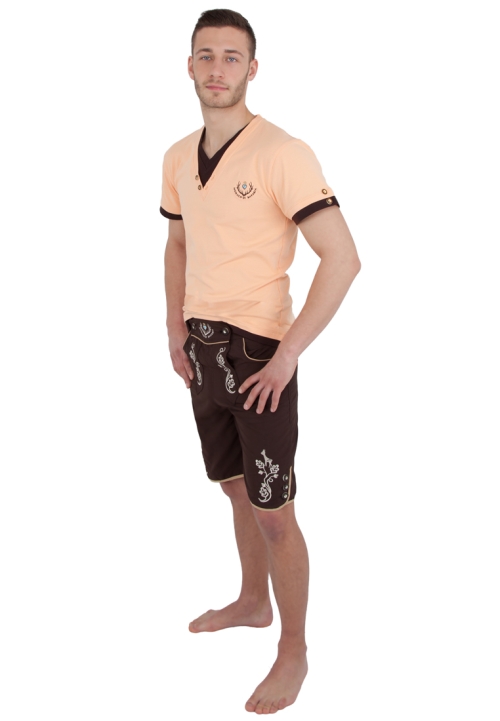 Herren T-Shirt mit Doppelshirt-Optik, apricot