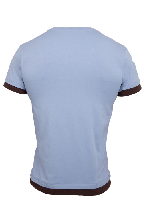 Herren T-Shirt mit Doppelshirt-Optik, graublau, XL
