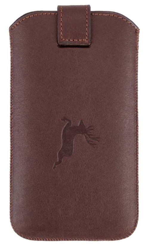 Smartphone Case, genuine leather brown with Monaco di Bavaria Emblem
