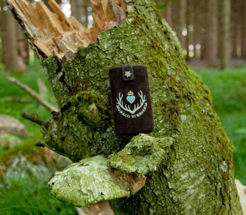 Smartphone Case,  Genuine suede darkbrown with Monaco di Bavaria Emblem