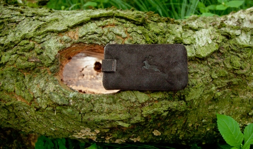 Smartphone Case,  Genuine suede darkbrown with Monaco di Bavaria Emblem