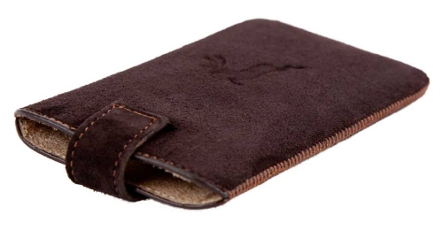 Smartphone Case,  Genuine suede darkbrown with Monaco di Bavaria Emblem