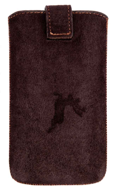 Smartphone Case,  Genuine suede darkbrown with Monaco di Bavaria Emblem