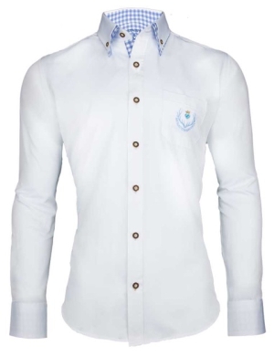 Trachtenhemd Monaco di Bavaria weiß-blau