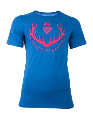 Herren T-Shirt, Filz Logo blau-pink