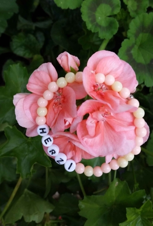 Damen Armband Handmade in Bayern Herzi rosa/gelb