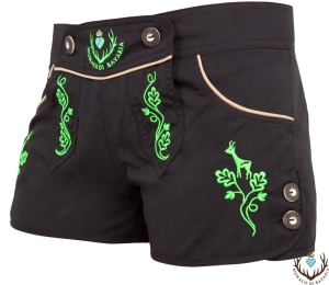 Damen-Hotpants, schwarz-grün, S