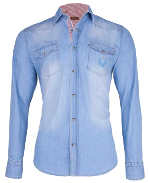 Jeanshemd Monaco di Bavaria hellblau