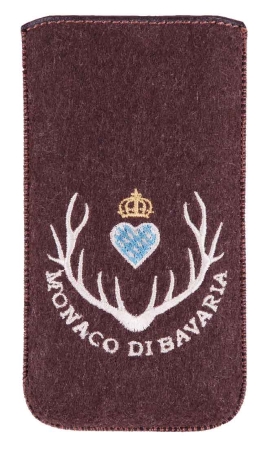 Smartphone Etui Filz braun mit Monaco di Bavaria Emblem