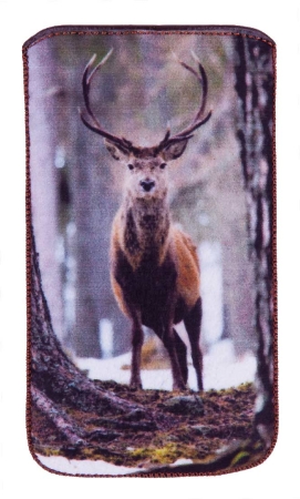 Smartphone Case brown felt with deer design