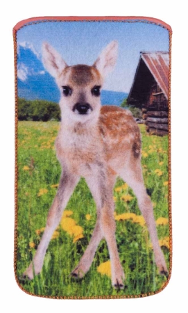 Smartphone Case brown felt with fawn design 