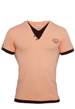 Herren T-Shirt mit Doppelshirt-Optik, apricot