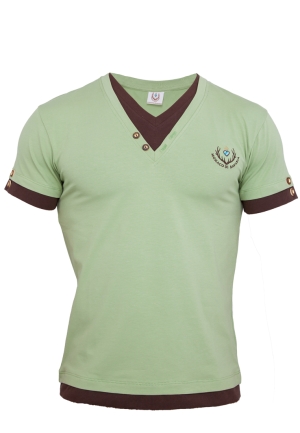 Mens T-shirt with double-optics, lightlime