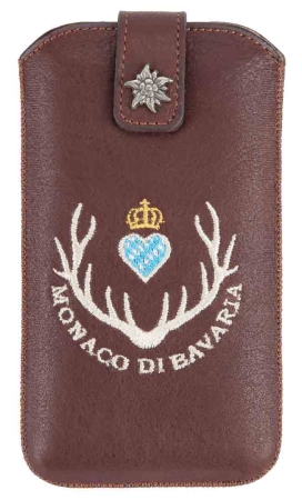 Smartphone Etui Echtleder braun mit Monaco di Bavaria Emblem