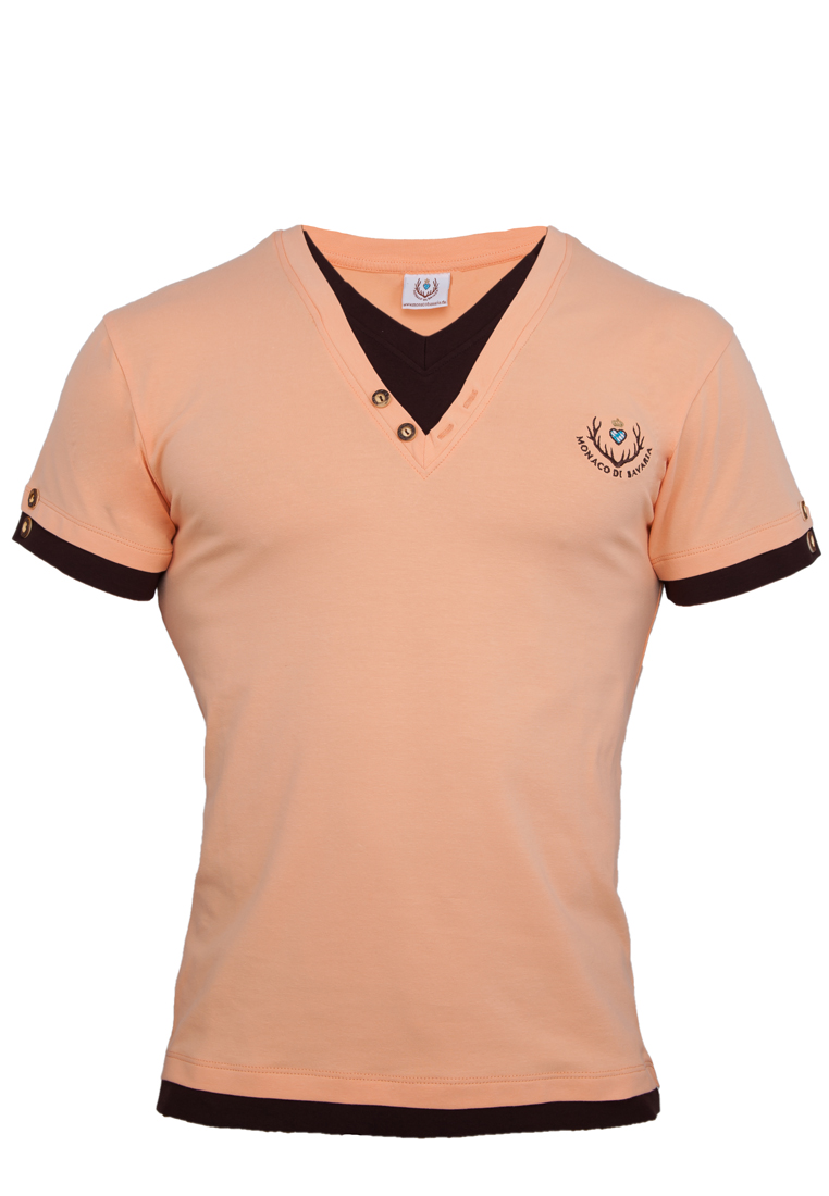 Herren T-Shirt mit Doppelshirt-Optik, apricot
