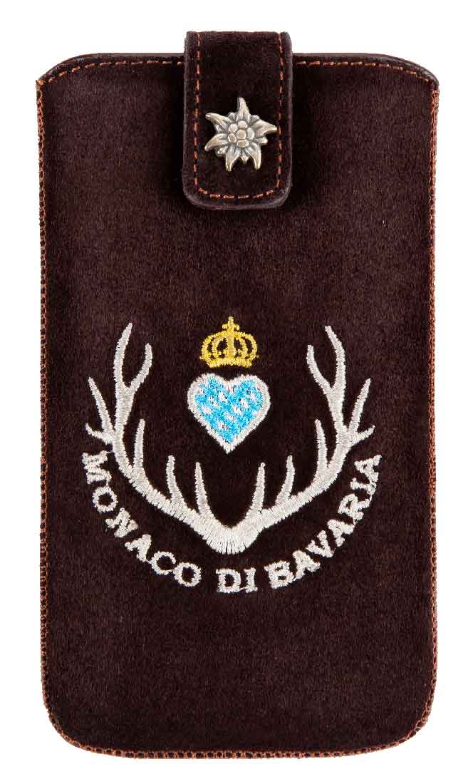 Smartphone Case,  Genuine suede darkbrown with Monaco di Bavaria Emblem
